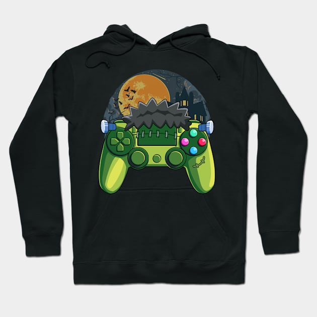 Frankenstein Video Gamer Funny Halloween Gaming Hoodie by Blink_Imprints10